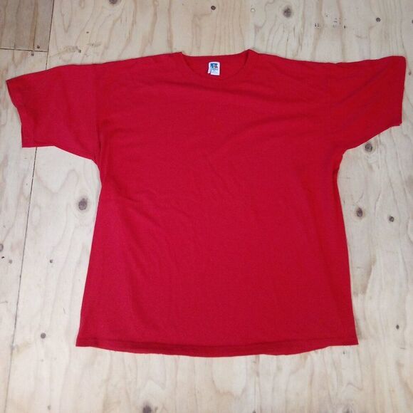Vintage Russell Athletic Blank T-Shirt Red - Picture 1 of 4